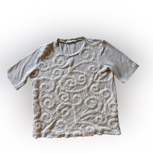 Zara Beige Swirl Pattern Short Sleeve Top